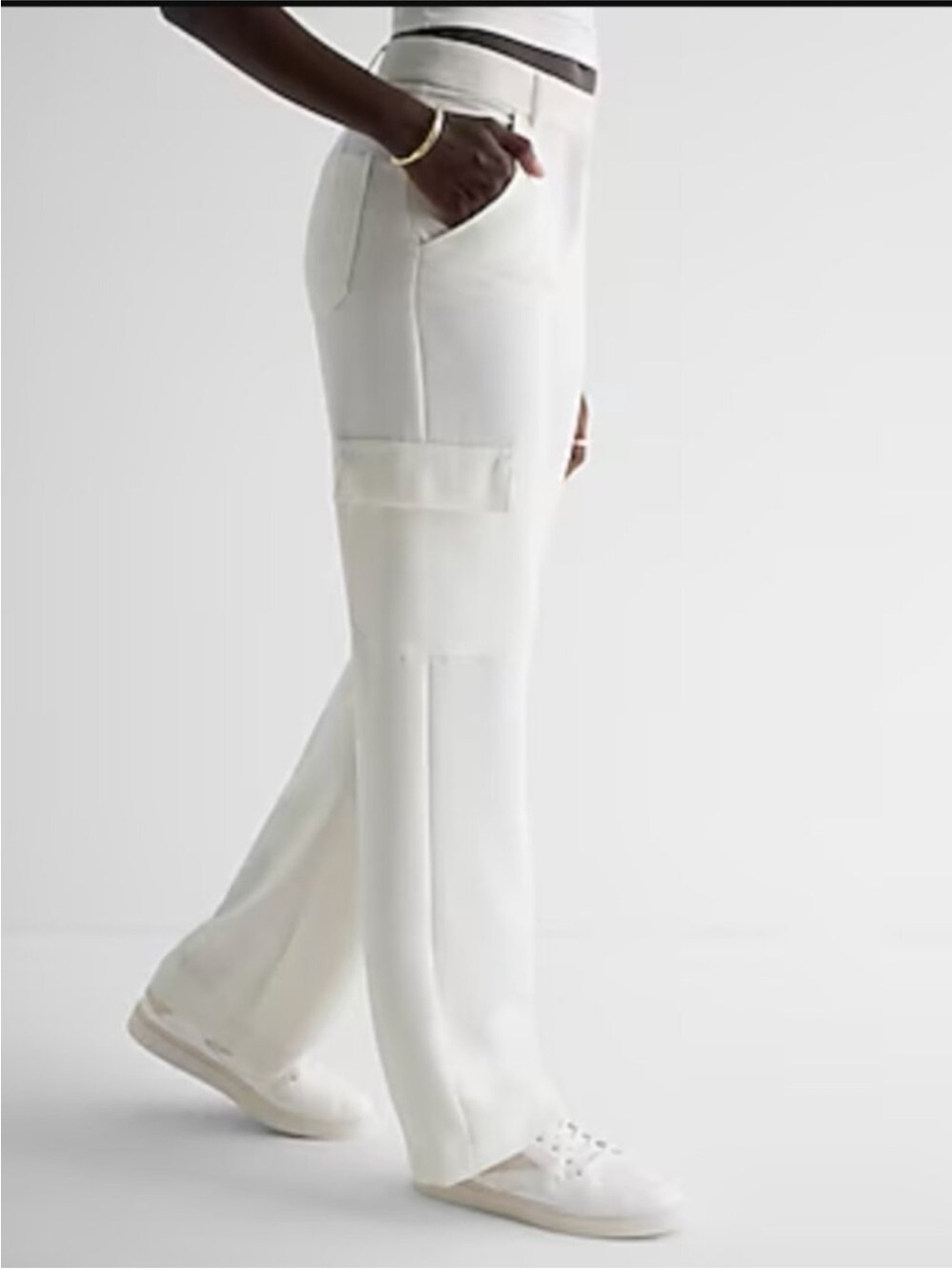 Express white high waisted Wide-Leg Utility trousers